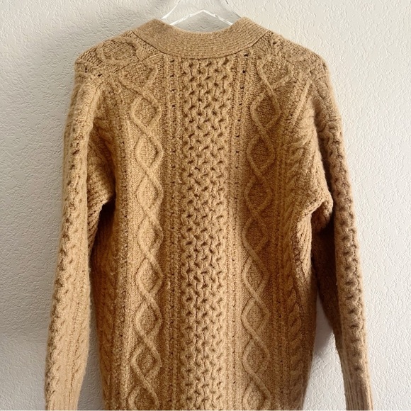 J.CREW Cable Knit Stretch Cardigan Sweater Tan XS Wool Blend - Picture 7 of 12